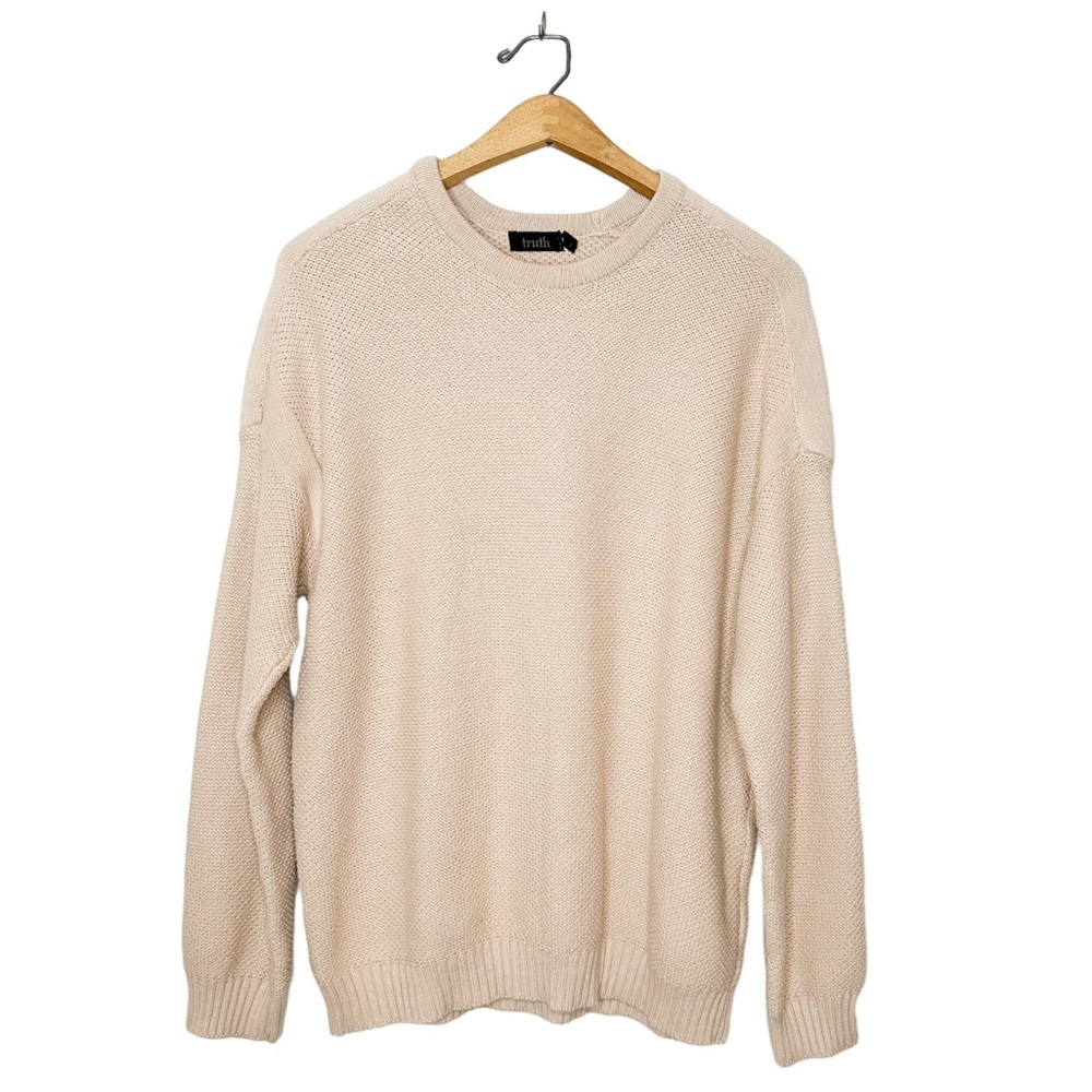 Truth by Republic Mens or Unisex Neutral Cream Knit Sweater Large L